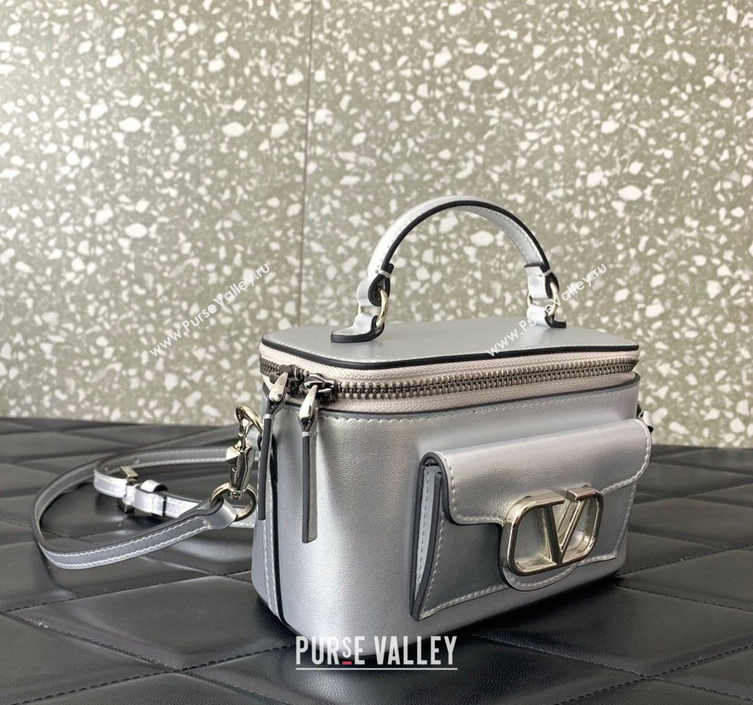 Valentino Mini Loco Handbag in Calfskin Silver 2024 5036 (LN-240220060)