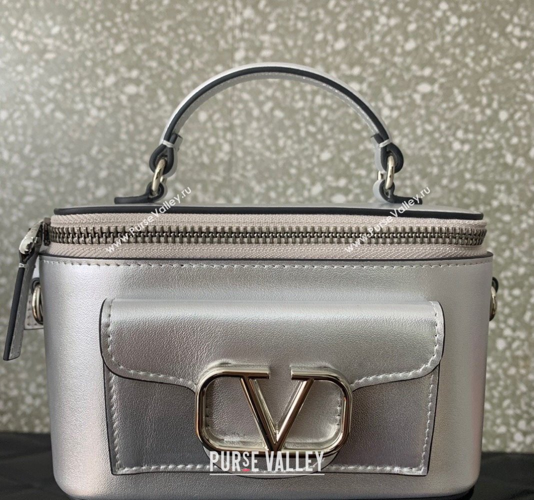 Valentino Mini Loco Handbag in Calfskin Silver 2024 5036 (LN-240220060)