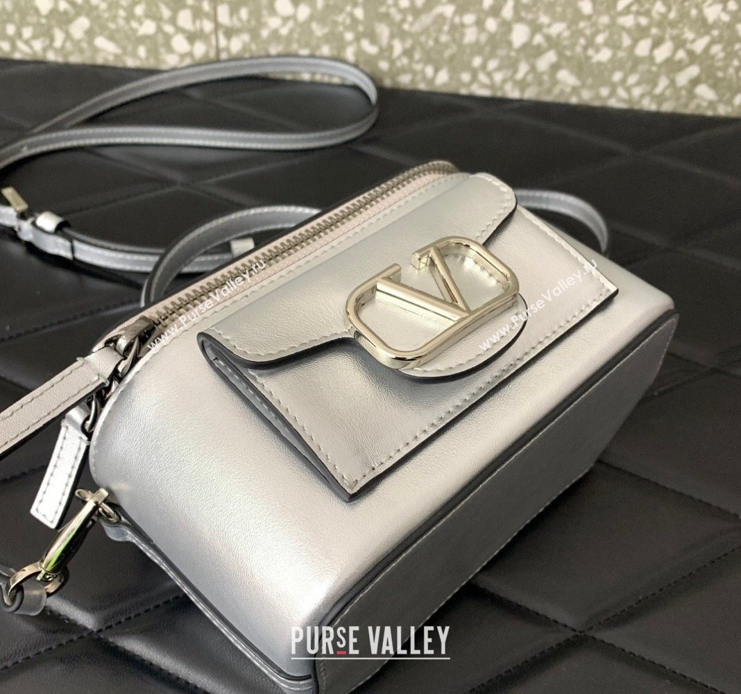 Valentino Mini Loco Handbag in Calfskin Silver 2024 5036 (LN-240220060)