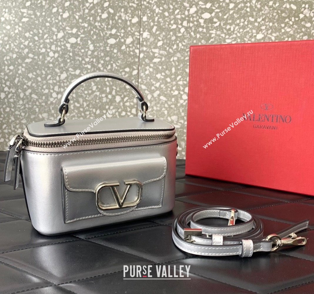 Valentino Mini Loco Handbag in Calfskin Silver 2024 5036 (LN-240220060)