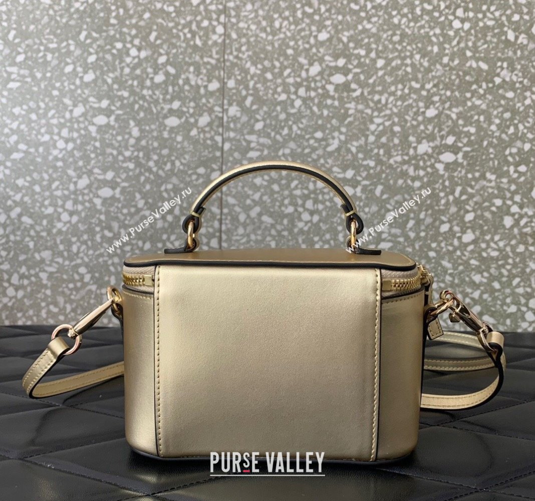 Valentino Mini Loco Calfskin Handbag with Jewel Crystals Logo Gold 2024 5026 (LN-240220055)