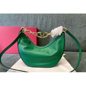 Valentino Small VLogo Moon Hobo Bag in Nappa Leather with Chain Green 2023 0003 (JD-240220078)