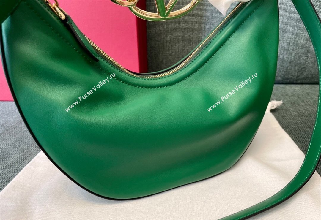 Valentino Small VLogo Moon Hobo Bag in Nappa Leather with Chain Green 2023 0003 (JD-240220078)