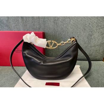 Valentino Small VLogo Moon Hobo Bag in Nappa Leather with Chain Black 2023 0003 (JD-240220079)