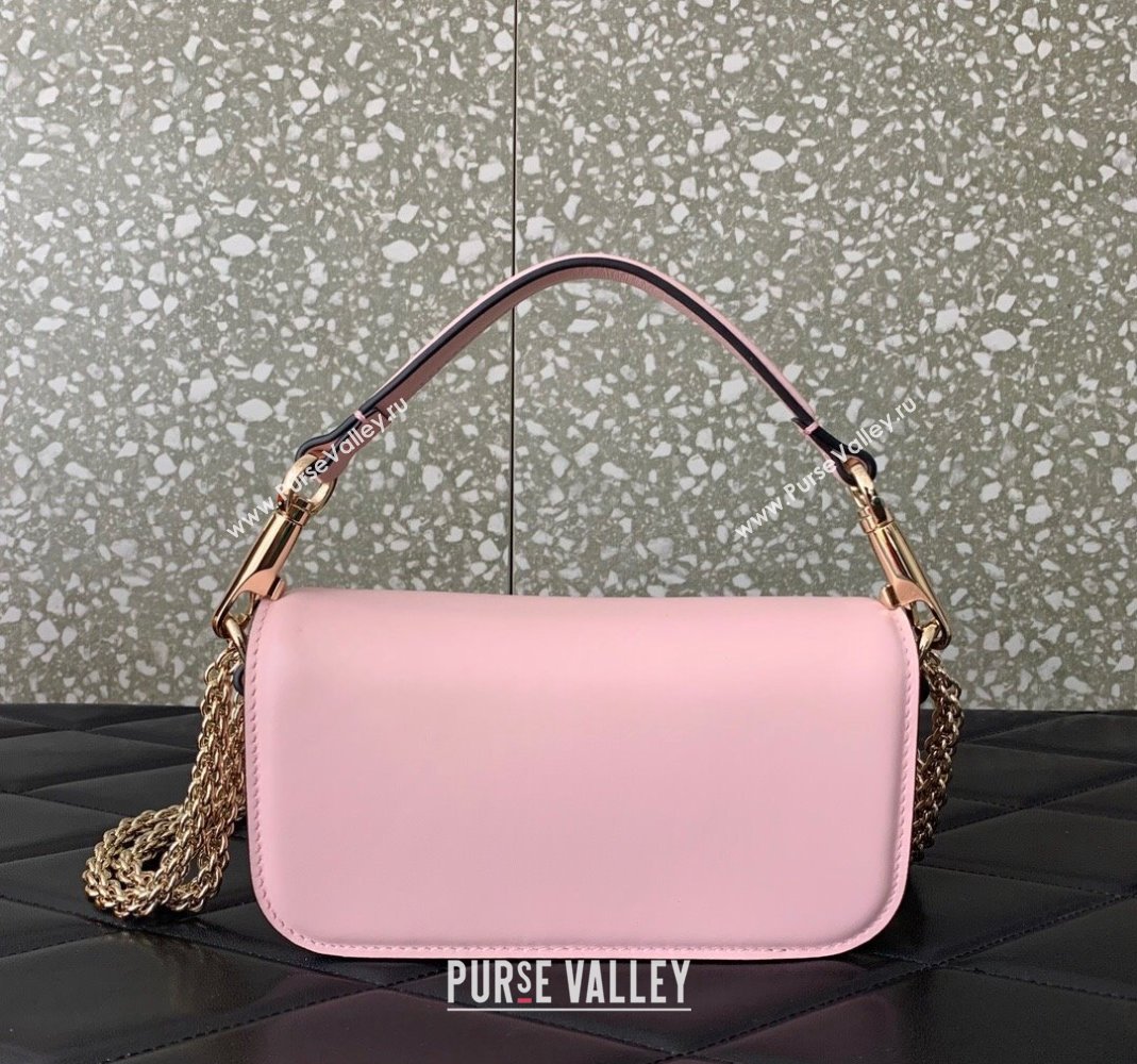 Valentino Locò embroidered Small Shoulder Bag with Crystal Logo 5031 Light Pink 2024 (LN-240220068)