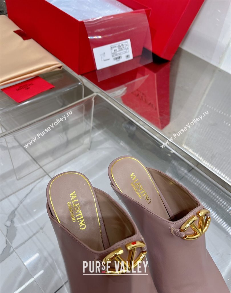 Valentino The Bold Edition VLogo Heel Mules 6.5cm in Lambskin Nude 2024 0227 (ZN-240227021)