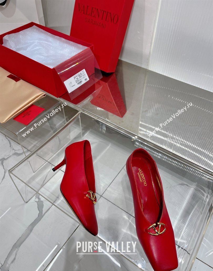 Valentino The Bold Edition VLogo Pumps 6.5cm in Lambskin Red 2024 0227 (ZN-240227024)
