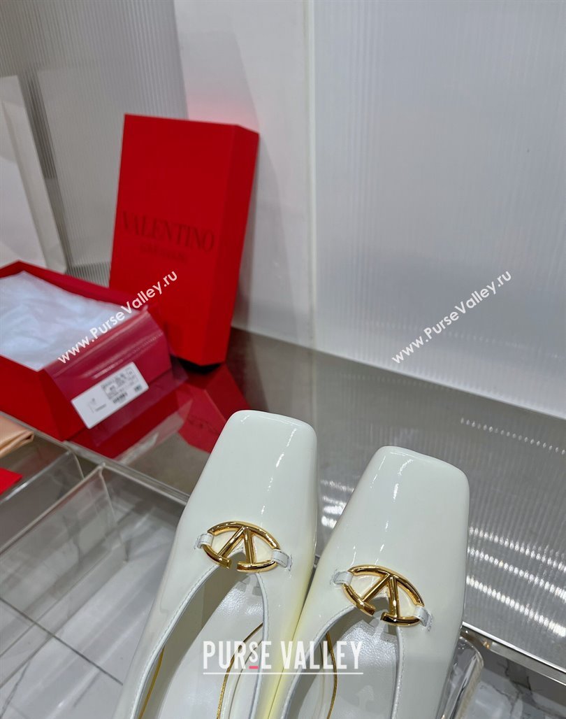 Valentino The Bold Edition VLogo Pumps 9.5cm in Patent Leather White 2024 0227 (ZN-240227025)