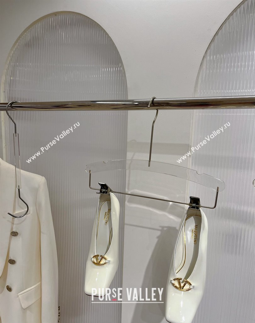 Valentino The Bold Edition VLogo Pumps 9.5cm in Patent Leather White 2024 0227 (ZN-240227025)