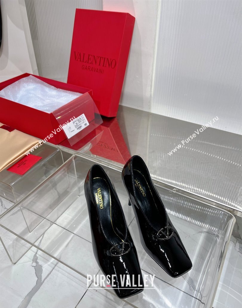 Valentino The Bold Edition VLogo Pumps 9.5cm in Patent Leather Black 2024 0227 (ZN-240227026)