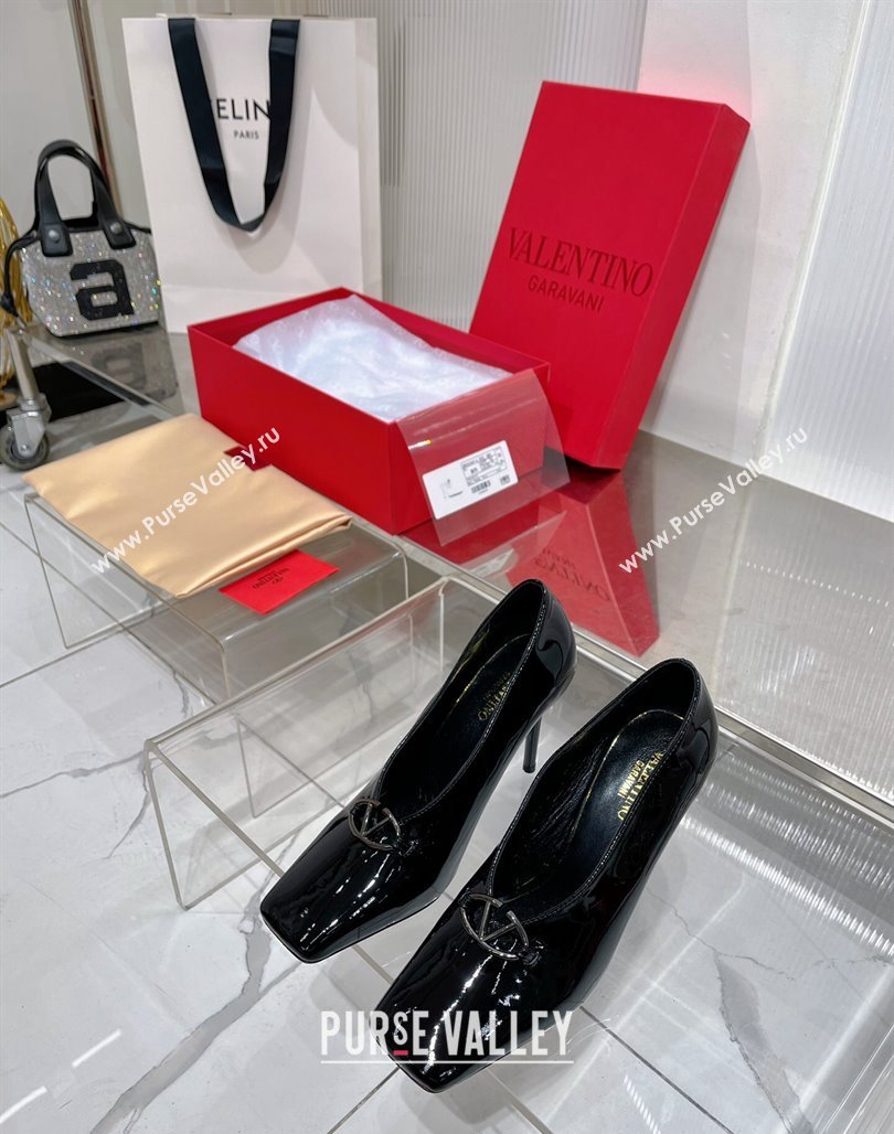 Valentino The Bold Edition VLogo Pumps 9.5cm in Patent Leather Black 2024 0227 (ZN-240227026)