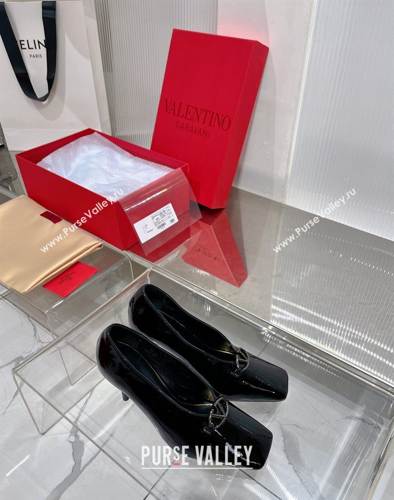 Valentino The Bold Edition VLogo Pumps 9.5cm in Patent Leather Black 2024 0227 (ZN-240227026)