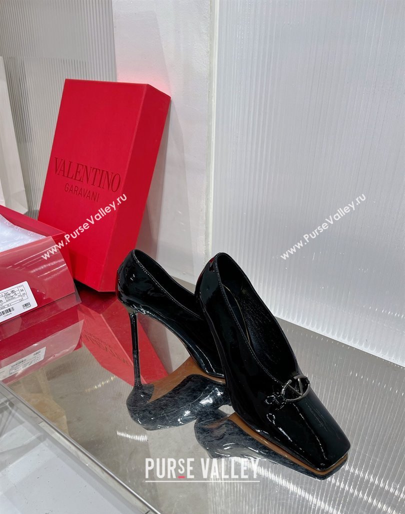 Valentino The Bold Edition VLogo Pumps 9.5cm in Patent Leather Black 2024 0227 (ZN-240227026)