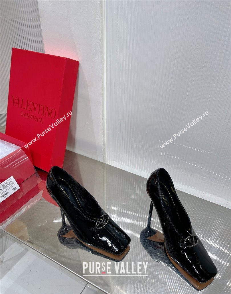 Valentino The Bold Edition VLogo Pumps 9.5cm in Patent Leather Black 2024 0227 (ZN-240227026)