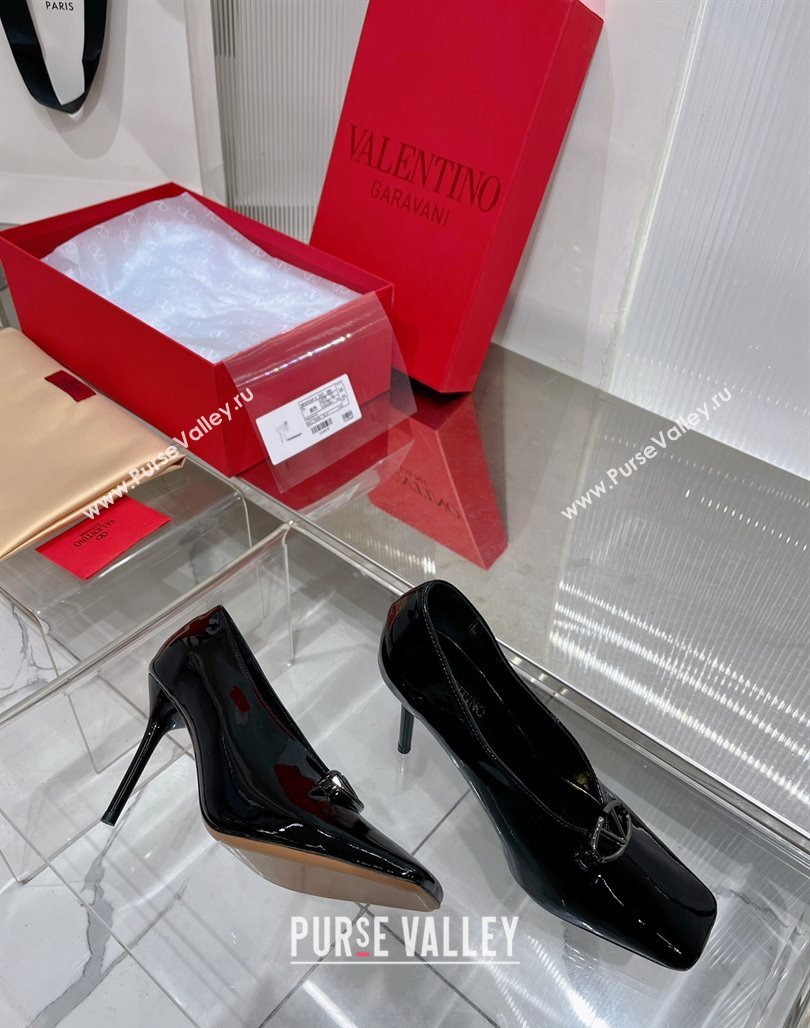 Valentino The Bold Edition VLogo Pumps 9.5cm in Patent Leather Black 2024 0227 (ZN-240227026)