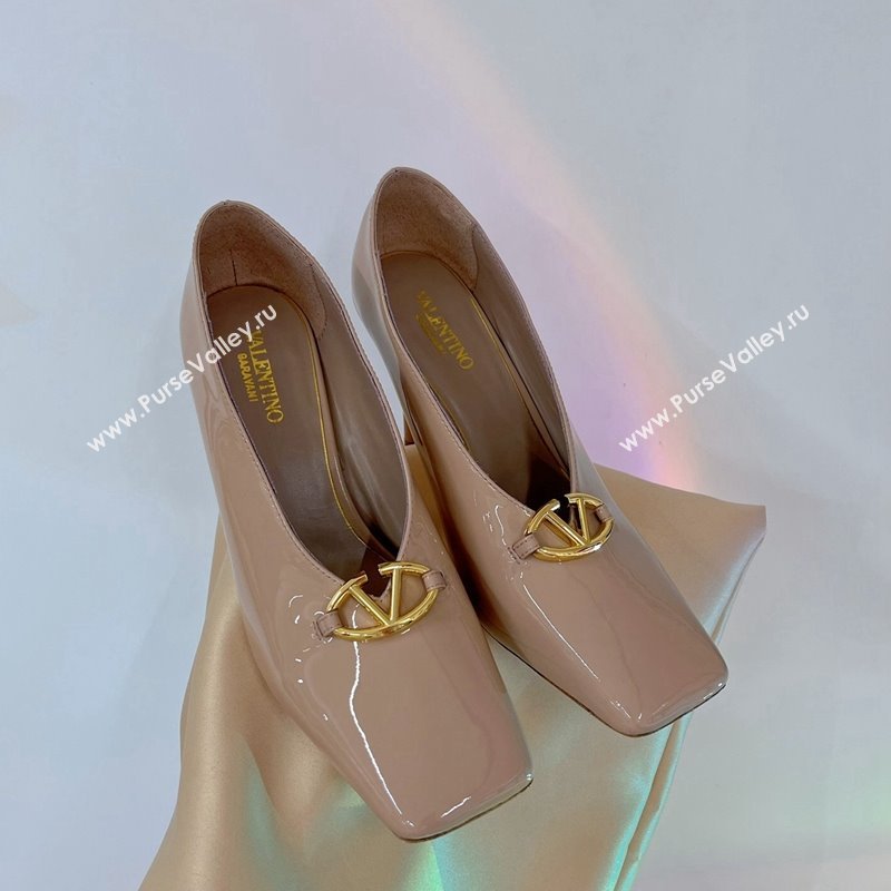 Valentino The Bold Edition VLogo Pumps 9.5cm in Patent Leather Nude 2024 0227 (ZN-240227027)