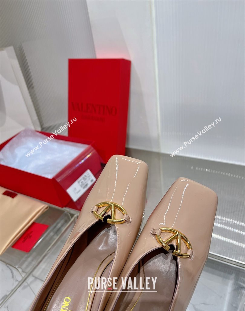 Valentino The Bold Edition VLogo Pumps 9.5cm in Patent Leather Nude 2024 0227 (ZN-240227027)