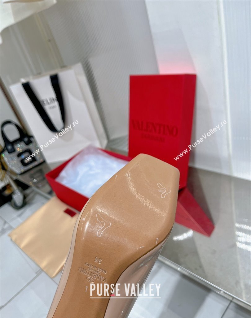 Valentino The Bold Edition VLogo Pumps 9.5cm in Patent Leather Nude 2024 0227 (ZN-240227027)