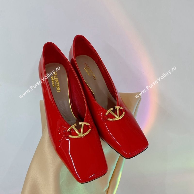 Valentino The Bold Edition VLogo Pumps 9.5cm in Patent Leather Red 2024 0227 (ZN-240227028)