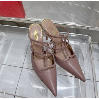Valentino Rockstud Wispy Calfskin Heel Mules 9cm Nude 2024 0227 (ZN-240227040)