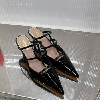 Valentino Rockstud Wispy Heel Mules 6cm in Patent Leather Black 2024 0227 (ZN-240227044)