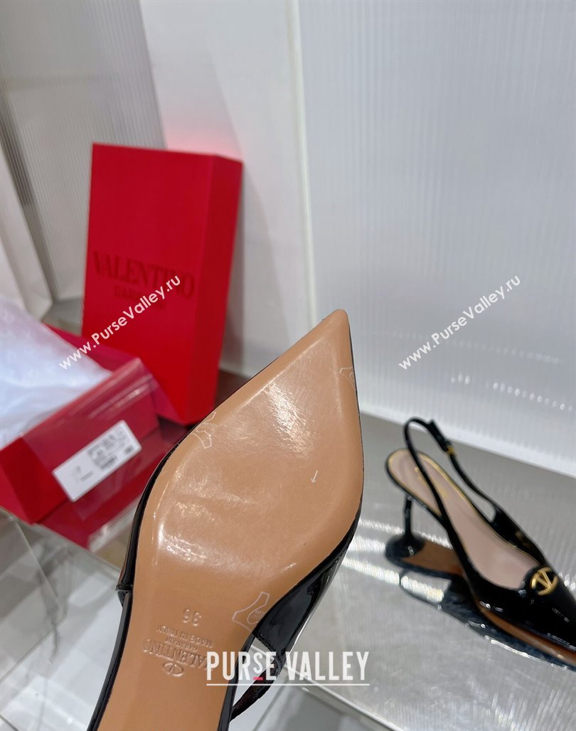 Valentino The Bold Edition VLogo Slingback Pumps 6cm in Patent Leather Black 2024 0227 (ZN-240227059)