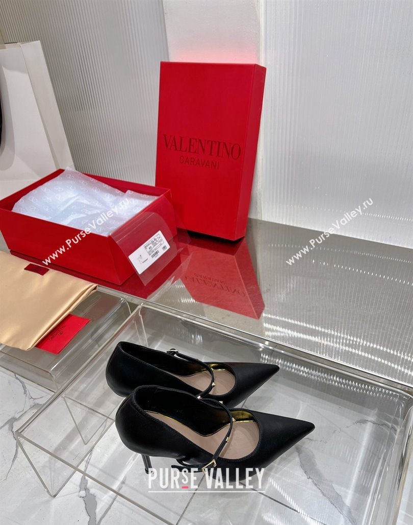 Valentino Roman Stud Mary Janes Pumps 9.5cm in Calfskin Black 2024 (ZN-240227064)