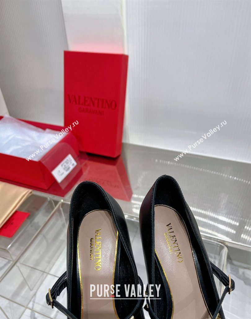 Valentino Roman Stud Mary Janes Pumps 9.5cm in Calfskin Black 2024 (ZN-240227064)