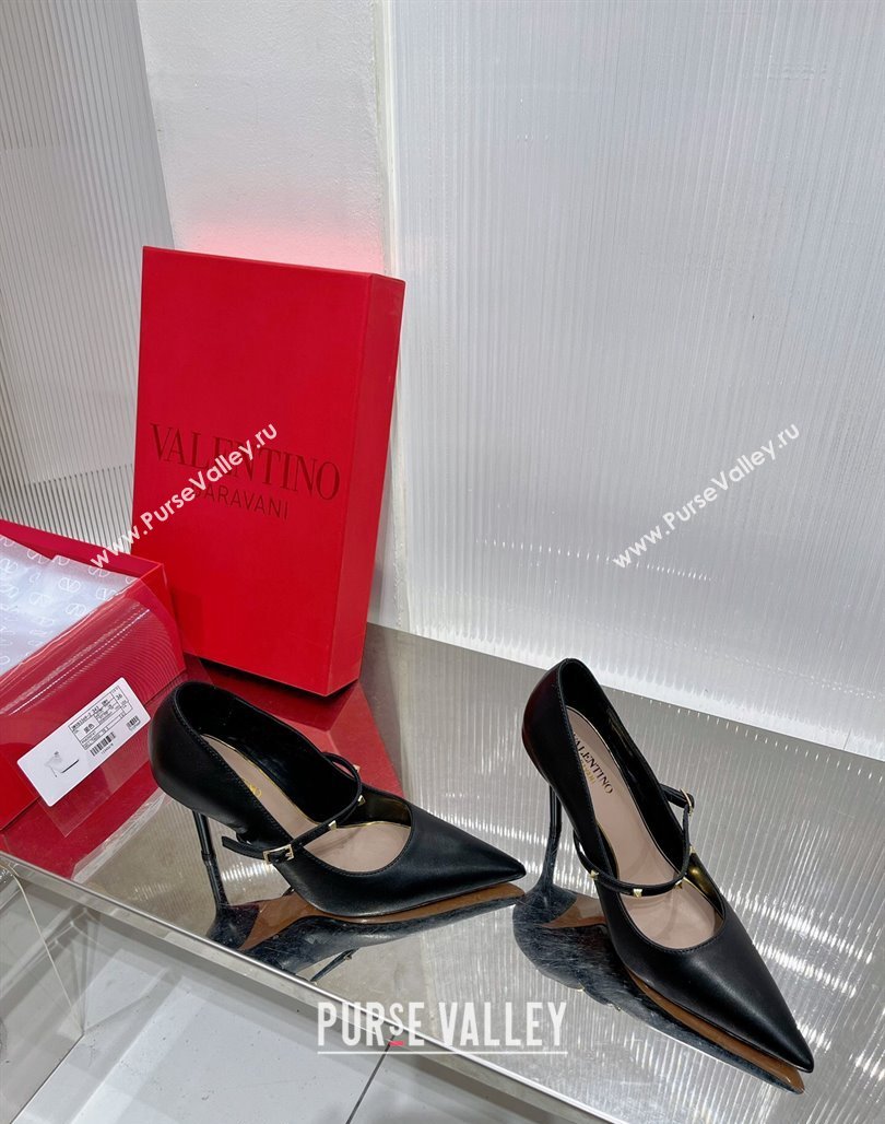 Valentino Roman Stud Mary Janes Pumps 9.5cm in Calfskin Black 2024 (ZN-240227064)
