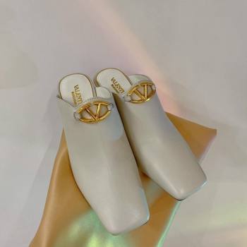 Valentino The Bold Edition VLogo Heel Mules 6.5cm in Lambskin White 2024 0227 (ZN-240227017)