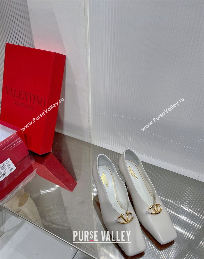 Valentino The Bold Edition VLogo Pumps 6.5cm in Lambskin White 2024 0227 (ZN-240227018)
