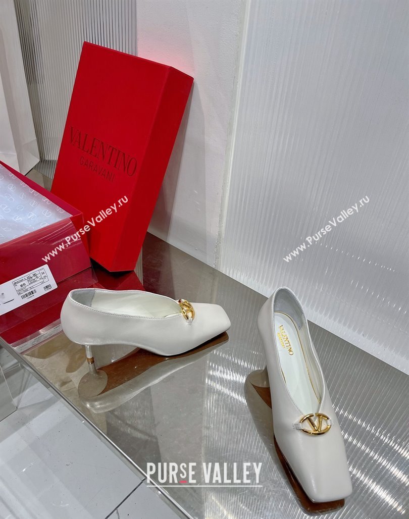 Valentino The Bold Edition VLogo Pumps 6.5cm in Lambskin White 2024 0227 (ZN-240227018)