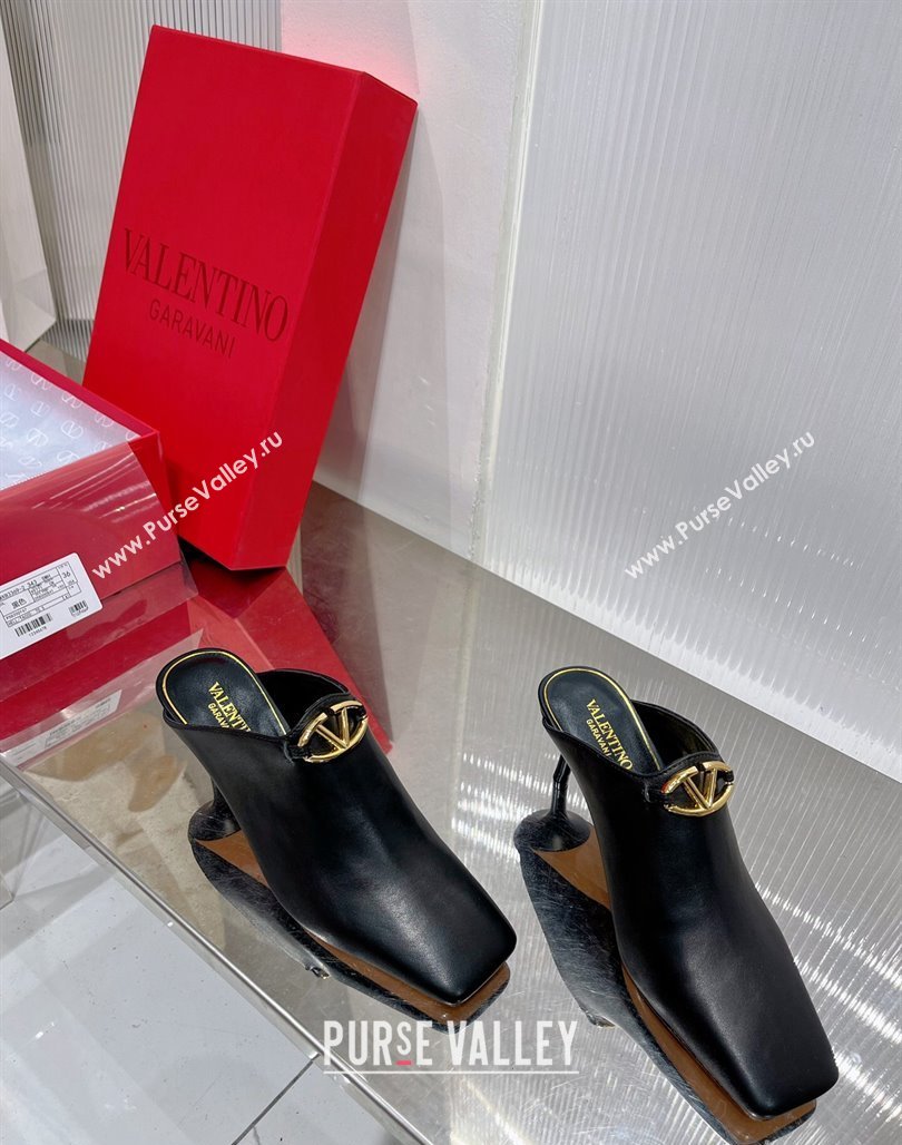 Valentino The Bold Edition VLogo Heel Mules 6.5cm in Lambskin Black 2024 0227 (ZN-240227019)