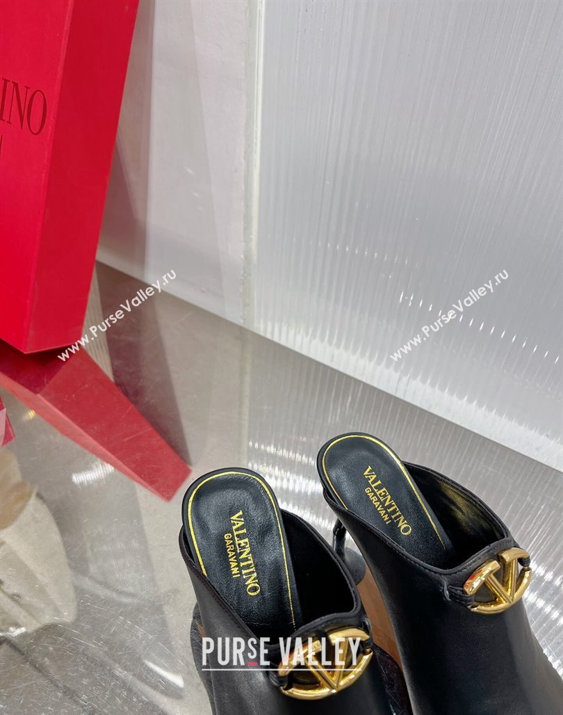 Valentino The Bold Edition VLogo Heel Mules 6.5cm in Lambskin Black 2024 0227 (ZN-240227019)