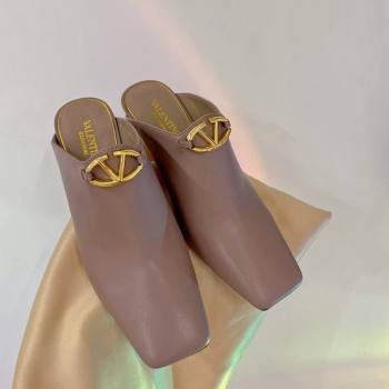 Valentino The Bold Edition VLogo Heel Mules 6.5cm in Lambskin Nude 2024 0227 (ZN-240227021)