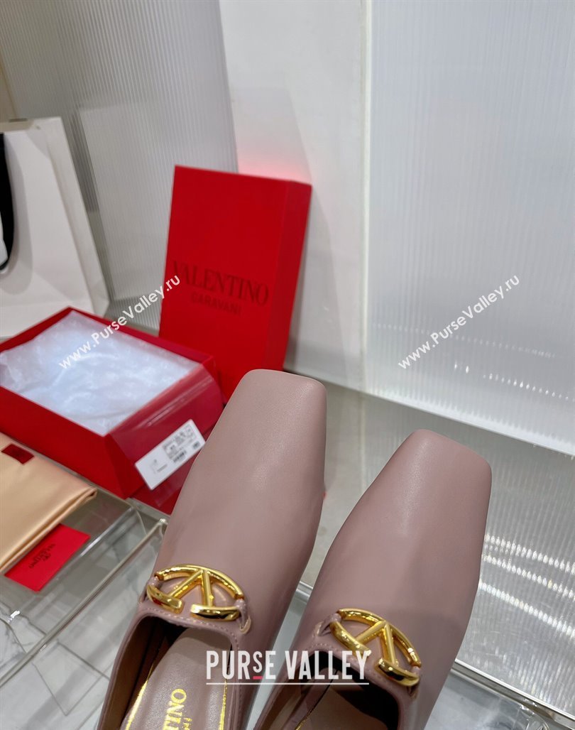 Valentino The Bold Edition VLogo Heel Mules 6.5cm in Lambskin Nude 2024 0227 (ZN-240227021)