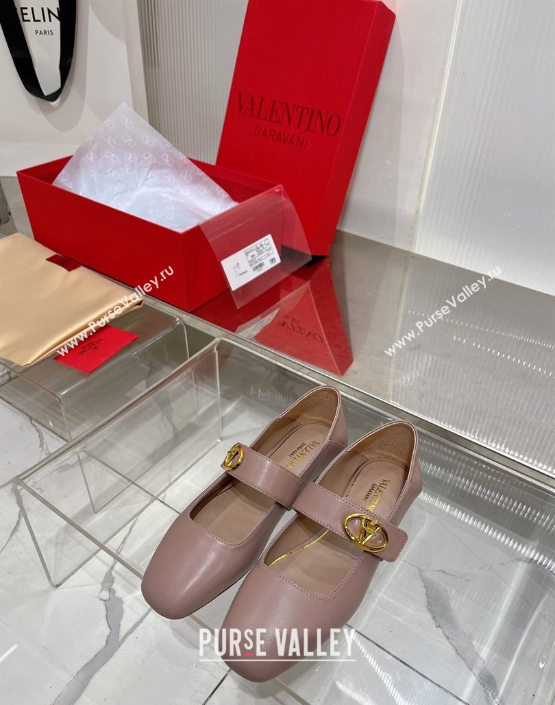Valentino VLogo Mary Janes Ballerinas Flat in Lambskin Nude 2024 (ZN-240227005)