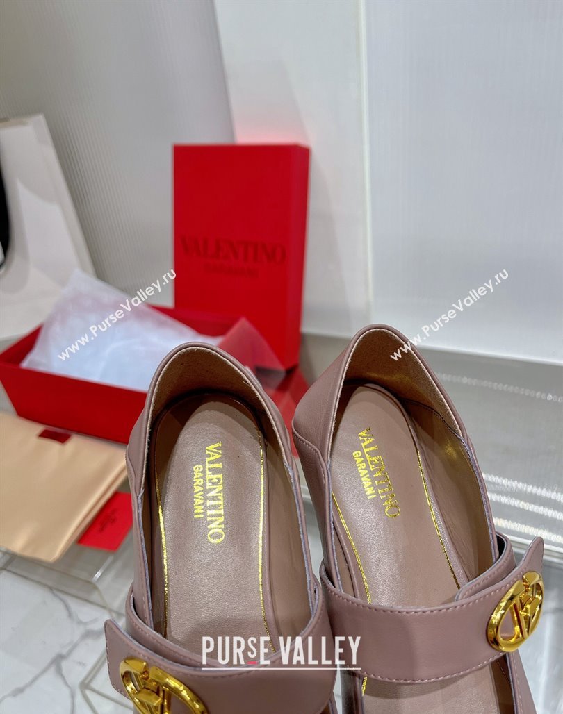 Valentino VLogo Mary Janes Ballerinas Flat in Lambskin Nude 2024 (ZN-240227005)