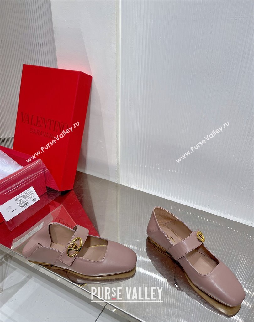 Valentino VLogo Mary Janes Ballerinas Flat in Lambskin Nude 2024 (ZN-240227005)