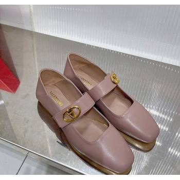 Valentino VLogo Mary Janes Ballerinas Flat in Lambskin Nude 2024 (ZN-240227005)