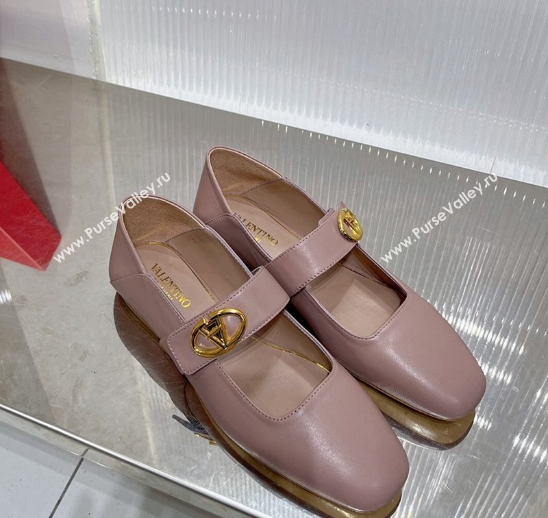 Valentino VLogo Mary Janes Ballerinas Flat in Lambskin Nude 2024 (ZN-240227005)