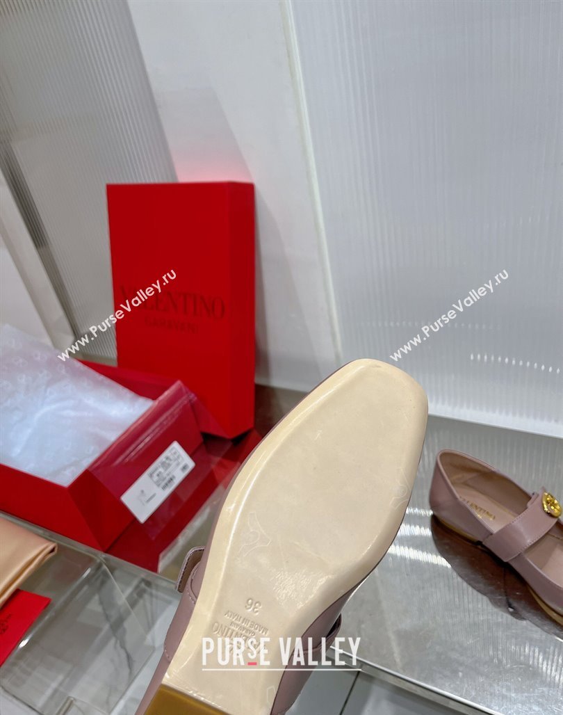 Valentino VLogo Mary Janes Ballerinas Flat in Lambskin Nude 2024 (ZN-240227005)