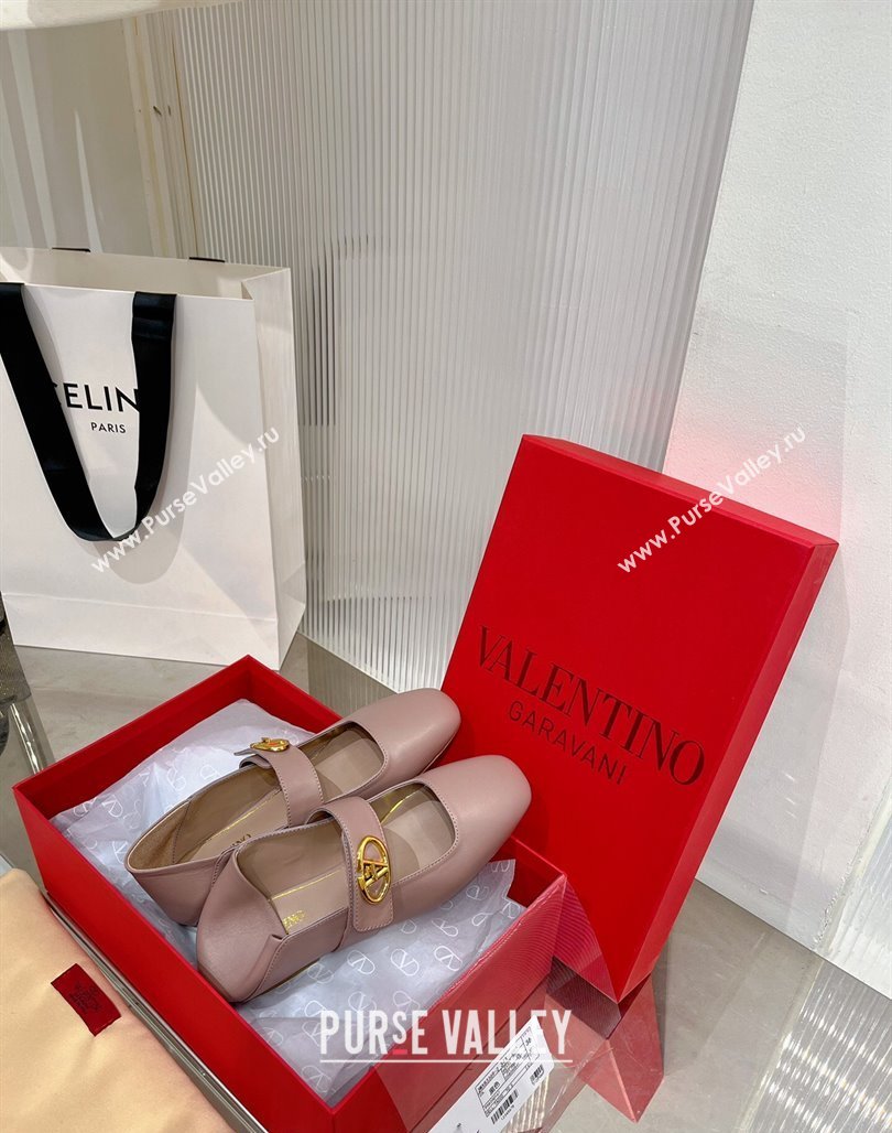 Valentino VLogo Mary Janes Ballerinas Flat in Lambskin Nude 2024 (ZN-240227005)