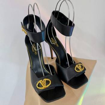 Valentino VLogo Heel Sandals 10cm Ankle Strap in Lambskin Black 2024 0227 (ZN-240227008)