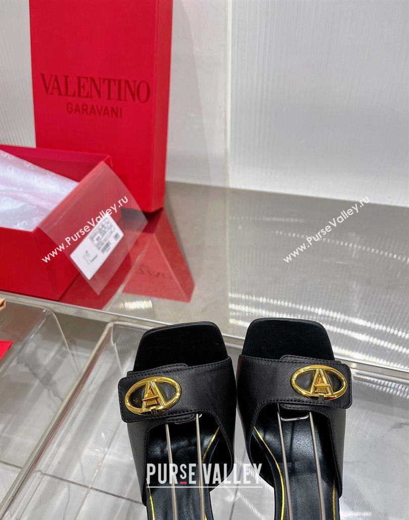 Valentino VLogo Heel Sandals 10cm Ankle Strap in Lambskin Black 2024 0227 (ZN-240227008)