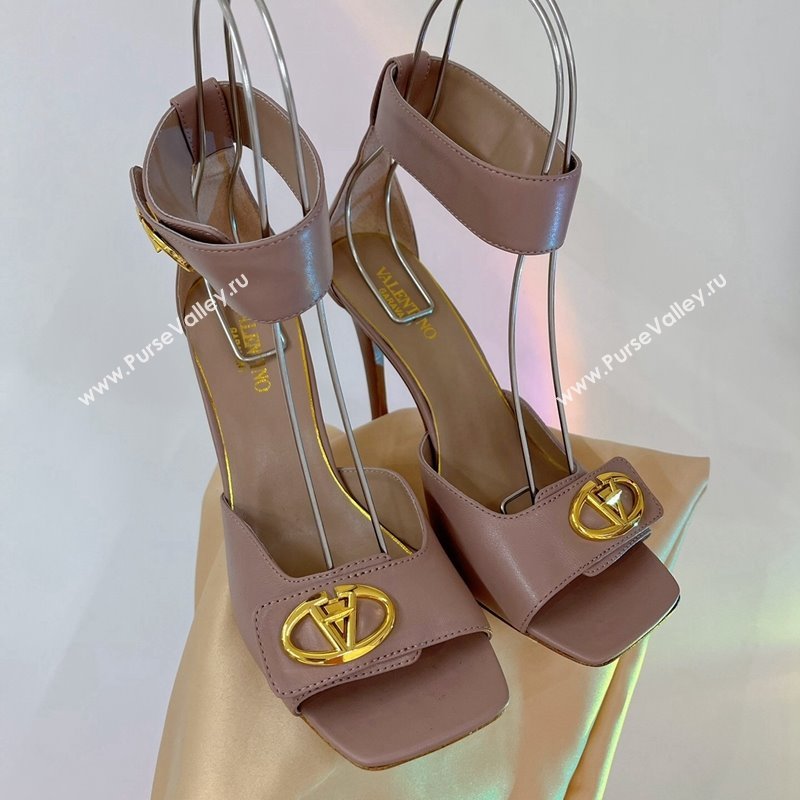 Valentino VLogo Heel Sandals 10cm Ankle Strap in Lambskin Nude 2024 0227 (ZN-240227009)