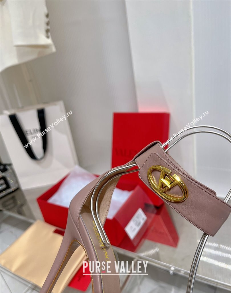 Valentino VLogo Heel Sandals 10cm Ankle Strap in Lambskin Nude 2024 0227 (ZN-240227009)