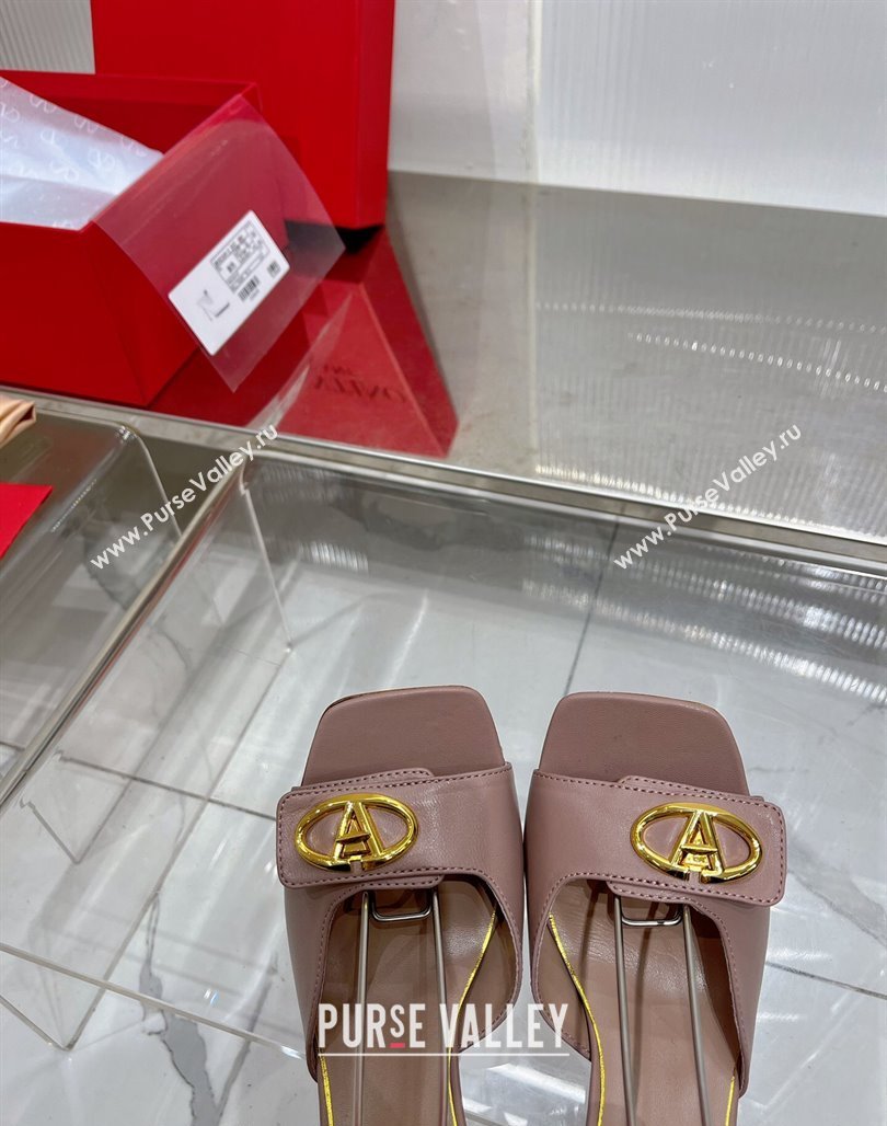 Valentino VLogo Heel Sandals 10cm Ankle Strap in Lambskin Nude 2024 0227 (ZN-240227009)