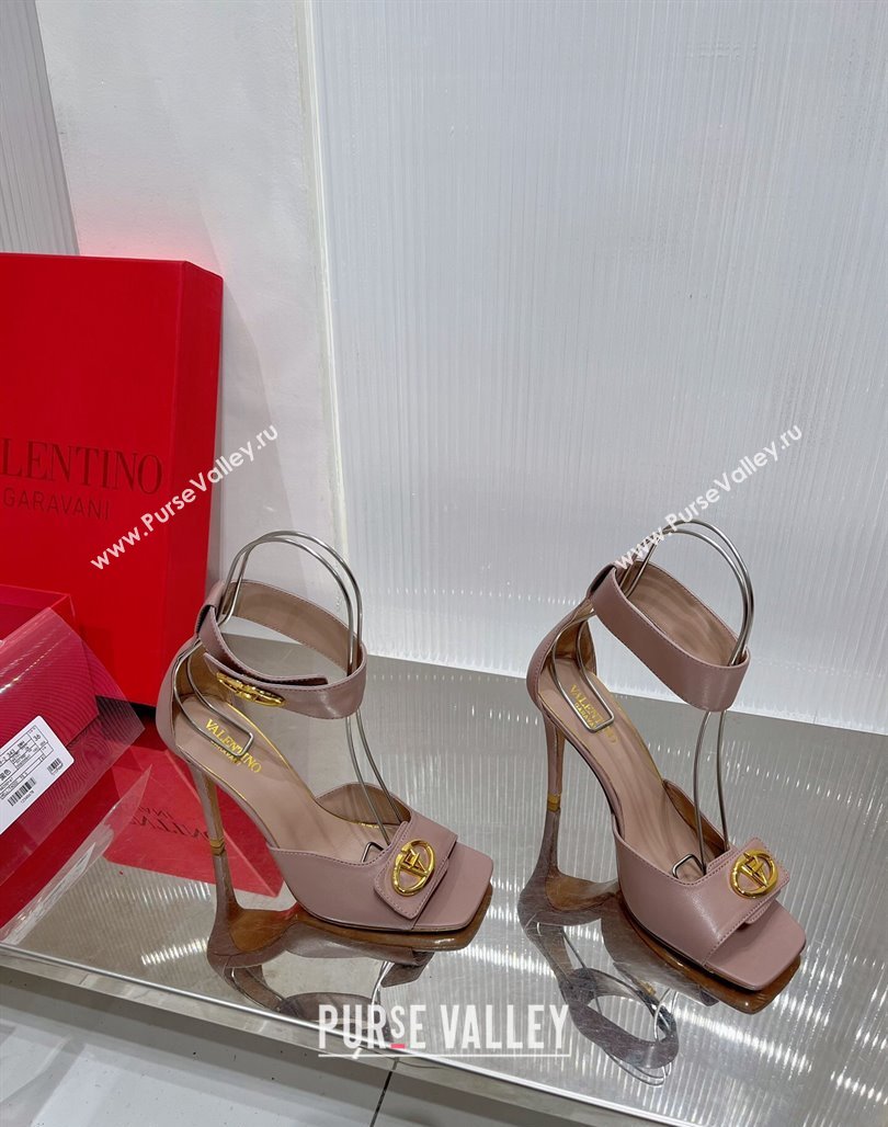 Valentino VLogo Heel Sandals 10cm Ankle Strap in Lambskin Nude 2024 0227 (ZN-240227009)