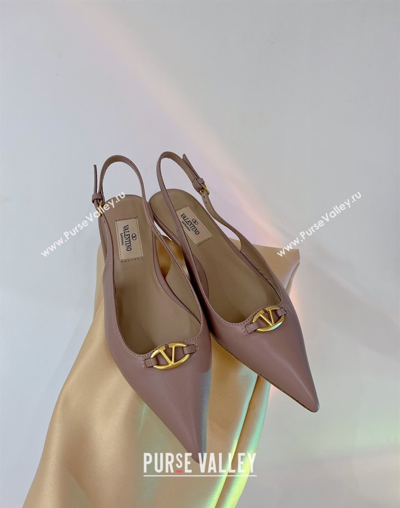 Valentino The Bold Edition VLogo Slingback Pumps 3cm in Calfskin Nude 2024 0227 (ZN-240227056)